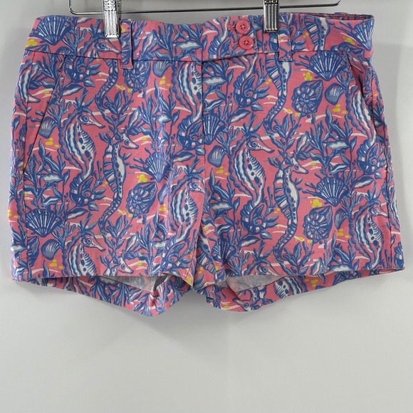 Vineyard Vines Pants - Vineyard Vines Seahorse Shell Coastal Print Shorts Pink Blue Women Size 4